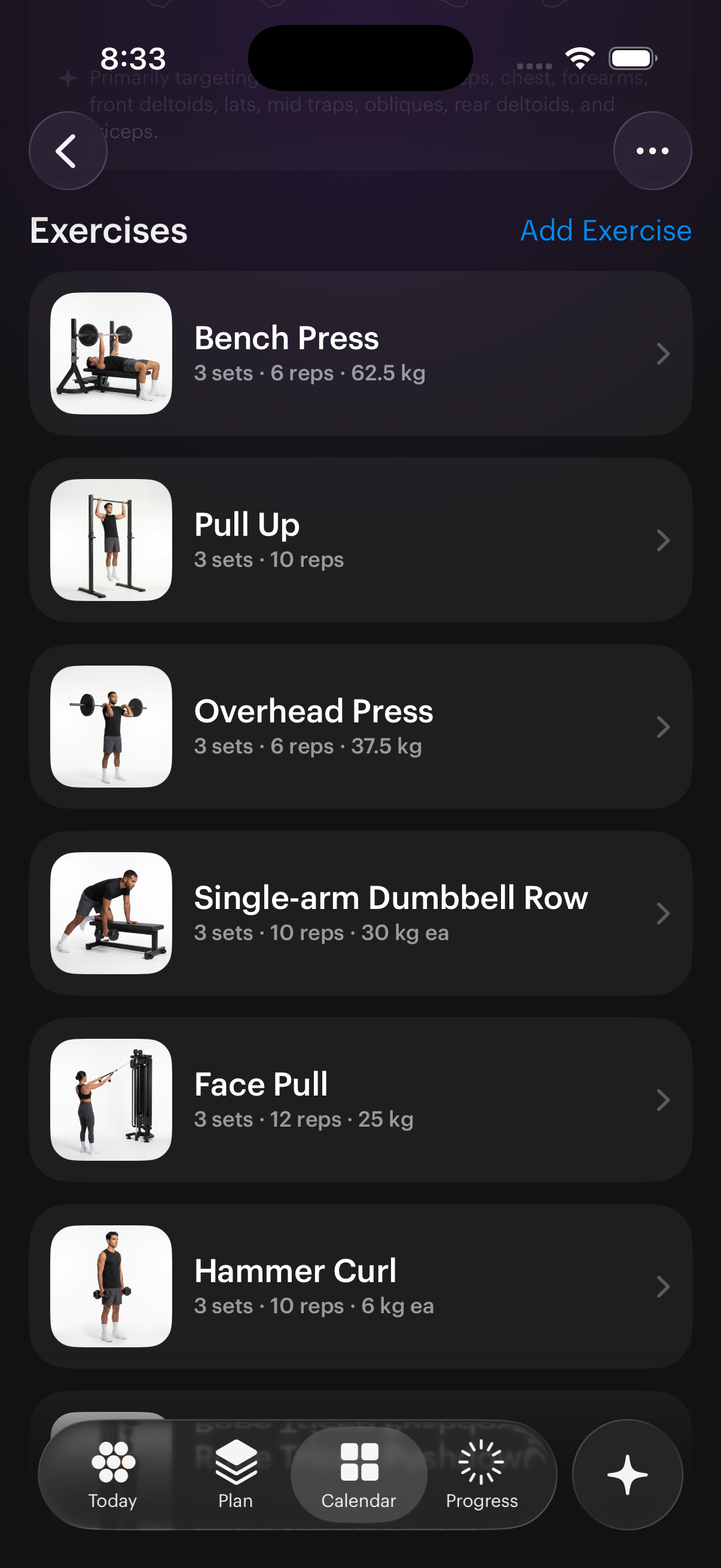 A programmed strength session in Taper